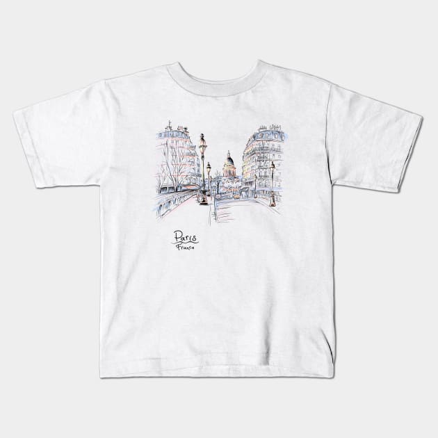 Paris in the winter morning, France Kids T-Shirt by kavalenkava
